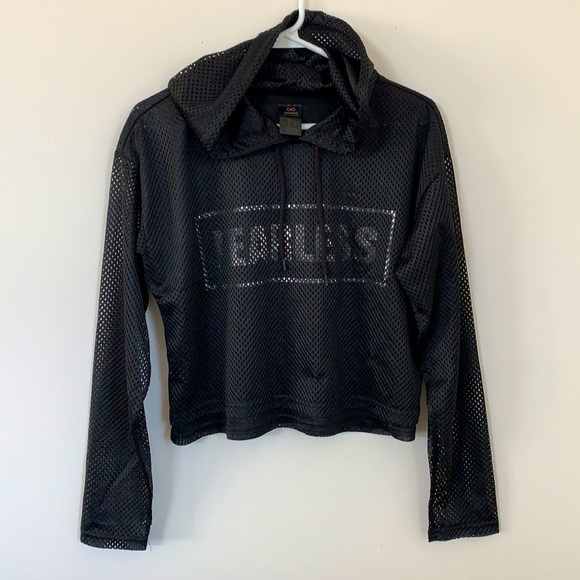 🆕 INFINITE BLACK MESH DOUBLE LAYERED CROP TOP L - Picture 1 of 7